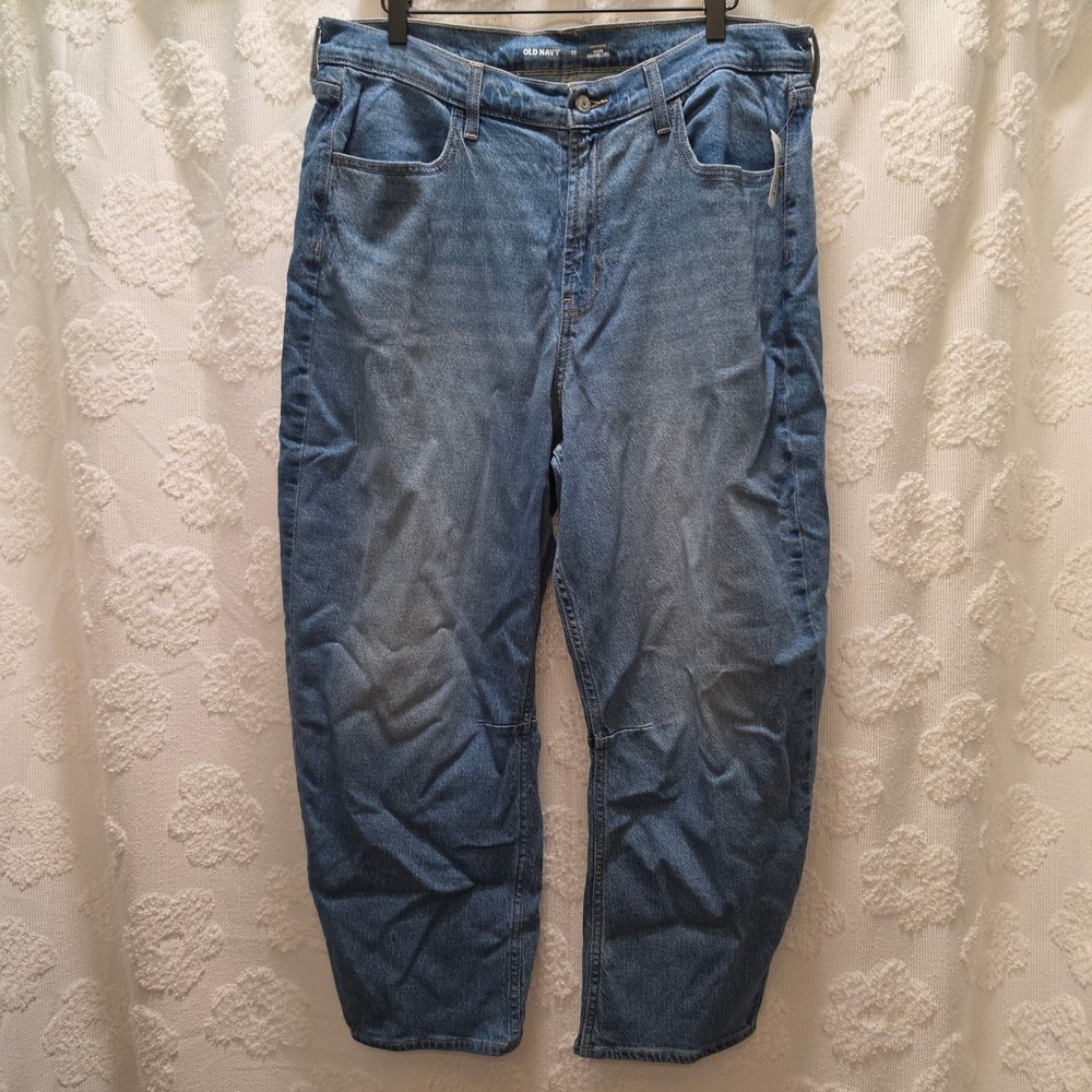 NWT Old Navy Wow Barrel Leg Jeans Womens 16‎ High Rise Medium Wash Blue